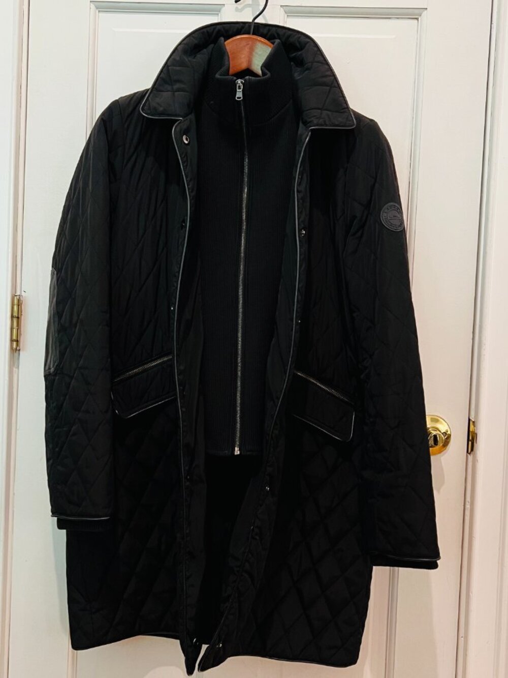 Lauren Ralph Lauren black diamond-quilted coat Size Large - Picture 9 of 16